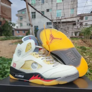 Air Jordan 5 Off-White Yellow Black Red أحذية كرة السلة