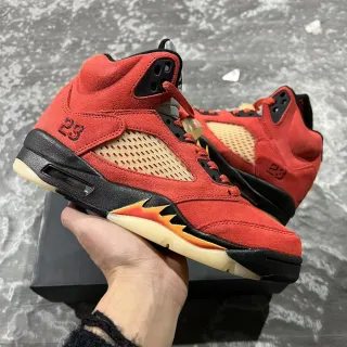 Tênis de basquete Air Jordan 5 chama vermelha e preta