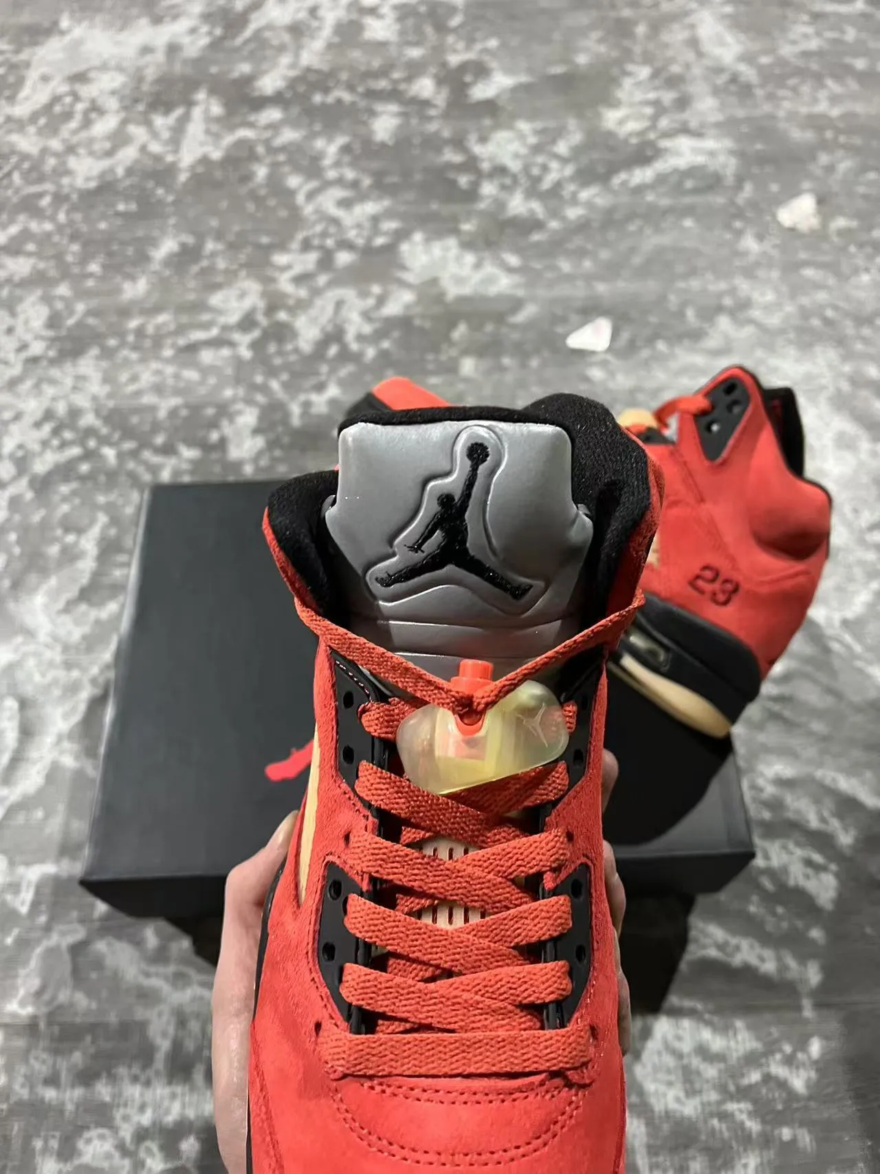 Tênis de basquete Air Jordan 5 chama vermelha e preta 5