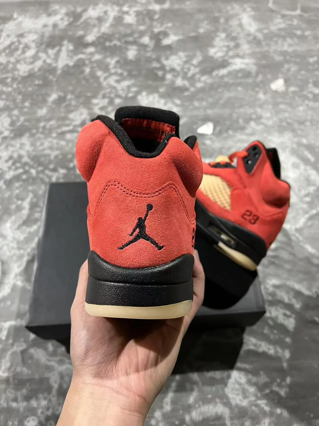 Tênis de basquete Air Jordan 5 chama vermelha e preta 7