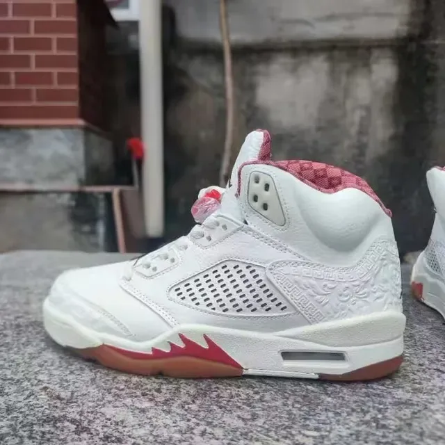 Air Jordan 5 Blanc Orange Vert Chaussures de Basketball 2