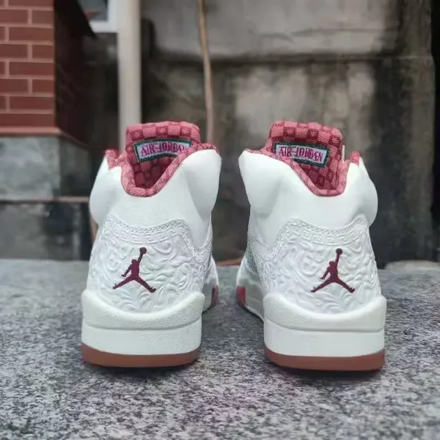 Air Jordan 5 Blanc Orange Vert Chaussures de Basketball 3