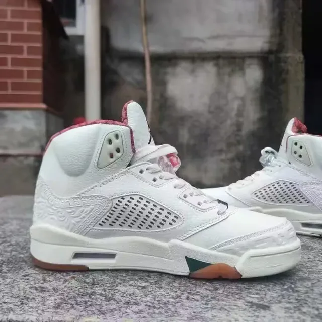 Air Jordan 5 Blanc Orange Vert Chaussures de Basketball 4