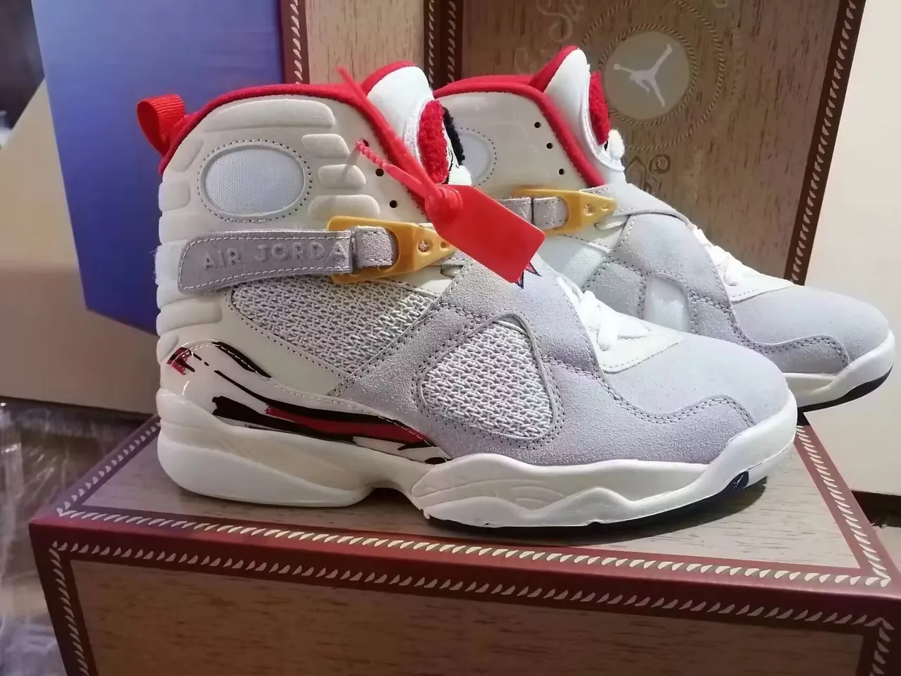 Air Jordan 8 White Red Navy Zapatos de baloncesto 3