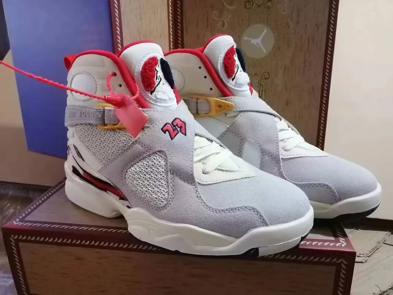 Air Jordan 8 White Red Navy Zapatos de baloncesto 4