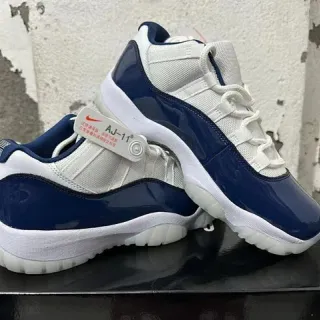 Air Jordan AJ-11 নেভি হোয়াইট হাই-টপ পেটেন্ট লেদার বাস্কেটবল জুতো