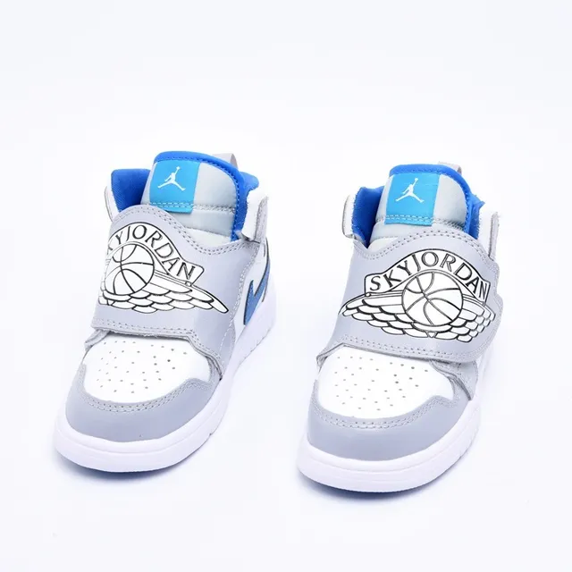 Zapatillas de baloncesto de caña alta con cierre de correa Air Jordan negro y azul 4