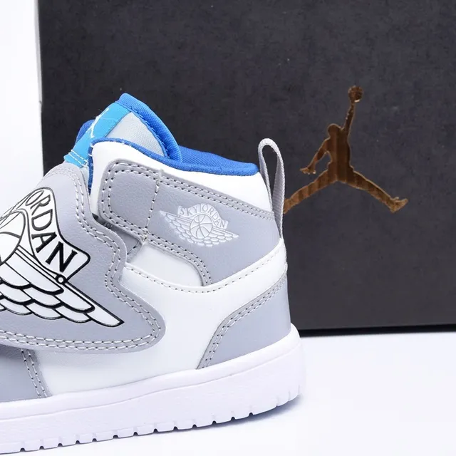 Zapatillas de baloncesto de caña alta con cierre de correa Air Jordan negro y azul 5