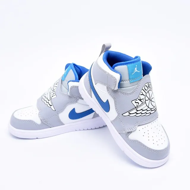 Zapatillas de baloncesto de caña alta con cierre de correa Air Jordan negro y azul 6
