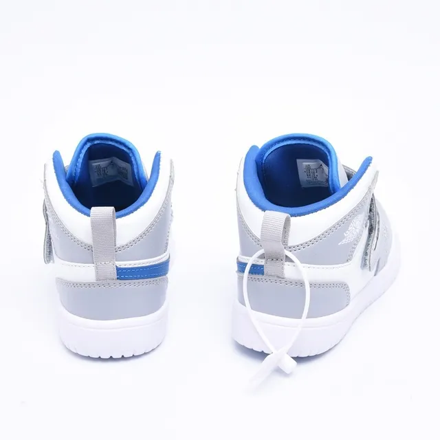 Zapatillas de baloncesto de caña alta con cierre de correa Air Jordan negro y azul 8
