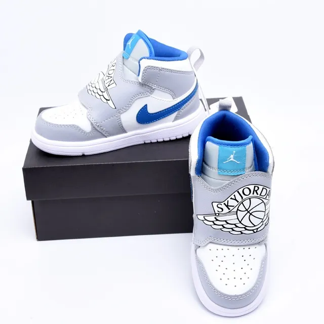Zapatillas de baloncesto de caña alta con cierre de correa Air Jordan negro y azul 10