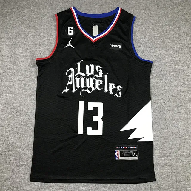 قميص Air Jordan Los Angeles City Edition أسود أبيض أحمر أزرق 2