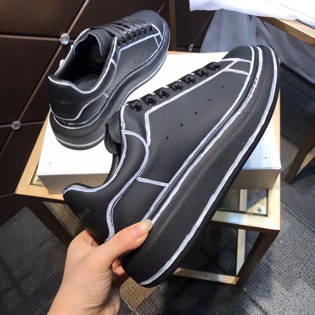 Alexander McQueen Oversized Sneaker Black White Platform Sole Contrast Stitching Lifestyle Sneakers 4