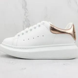 Alexander McQueen Oversized Sneaker White Gold Platform Sole Smooth Leather Upper Lifestyle Sneakers