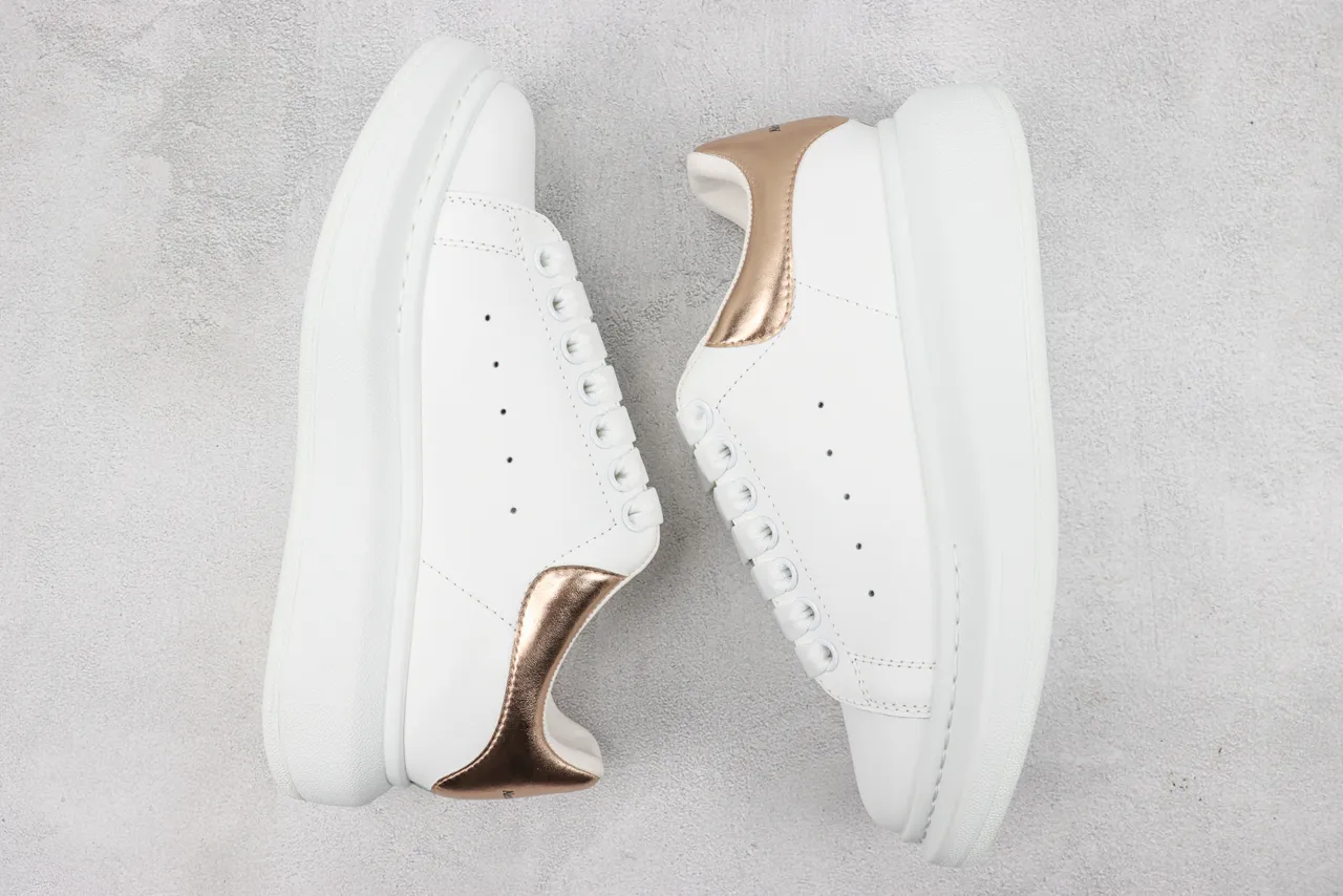Alexander McQueen Oversized Sneaker White Gold Platform Sole Smooth Leather Upper Lifestyle Sneakers 2