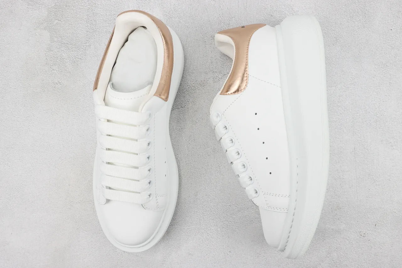 Alexander McQueen Oversized Sneaker White Gold Platform Sole Smooth Leather Upper Lifestyle Sneakers 3