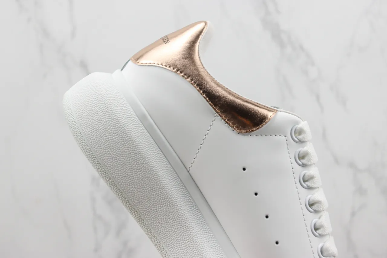 Alexander McQueen Oversized Sneaker White Gold Platform Sole Smooth Leather Upper Lifestyle Sneakers 5