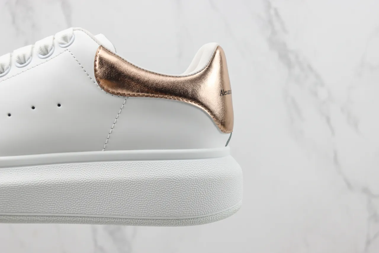 Alexander McQueen Oversized Sneaker White Gold Platform Sole Smooth Leather Upper Lifestyle Sneakers 7