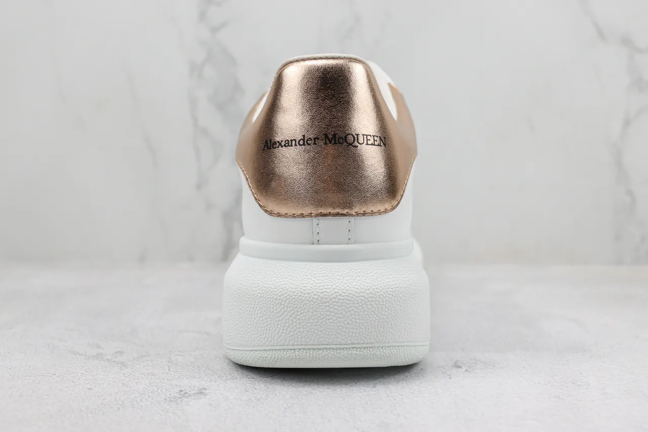 Alexander McQueen Oversized Sneaker White Gold Platform Sole Smooth Leather Upper Lifestyle Sneakers 9