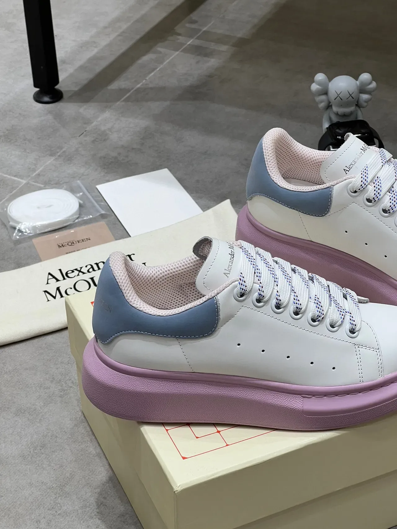 Alexander McQueen Oversized Sneaker White Light Blue Pink Platform Lifestyle Sneakers 2