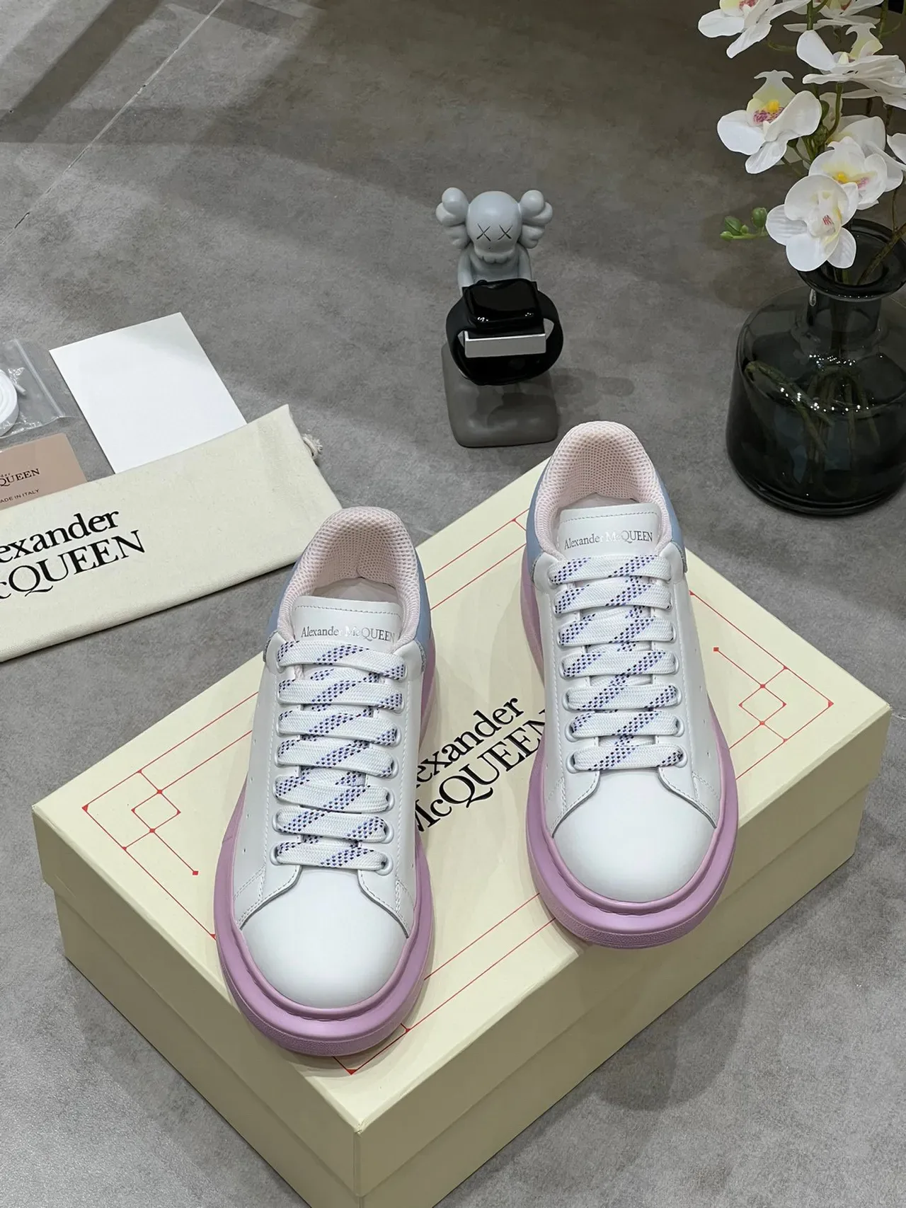 Alexander McQueen Oversized Sneaker White Light Blue Pink Platform Lifestyle Sneakers 3