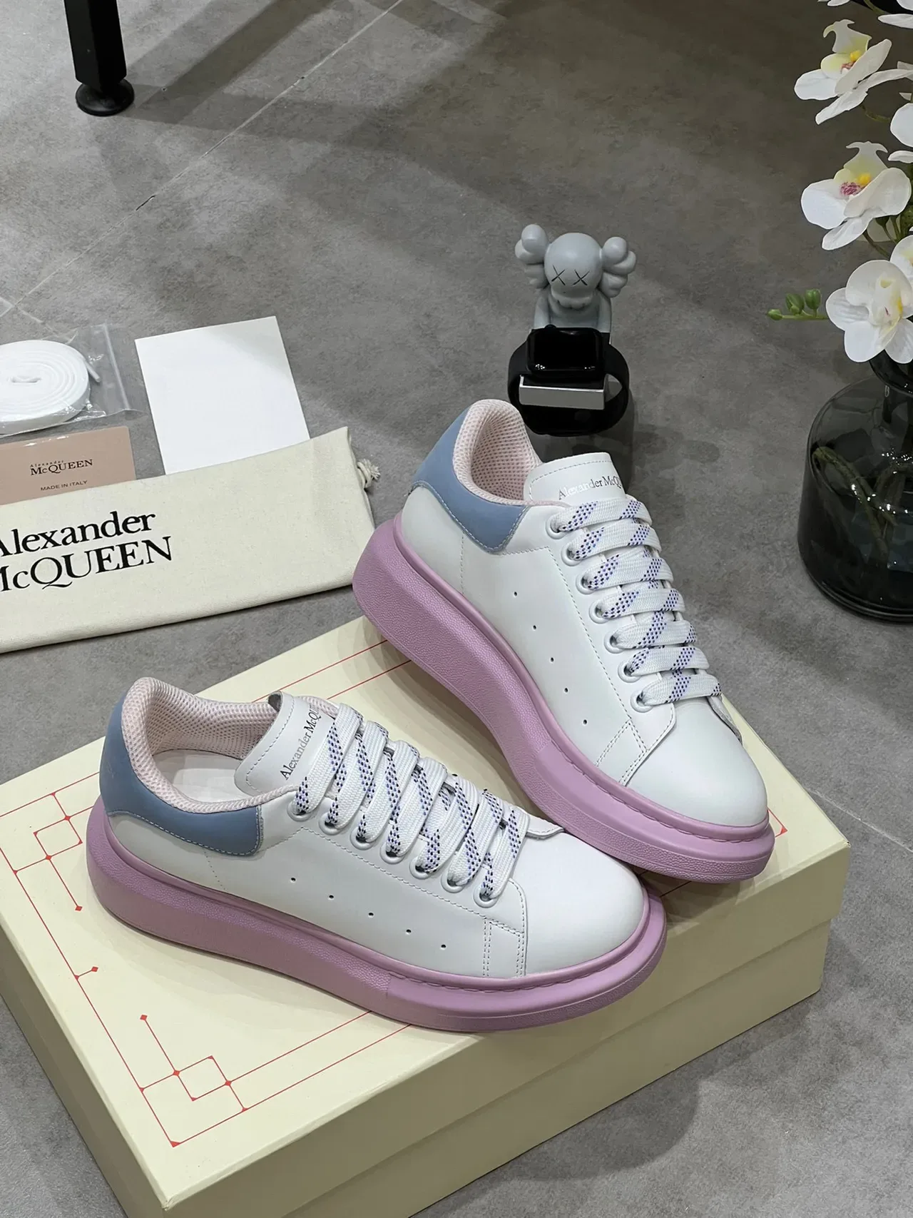 Alexander McQueen Oversized Sneaker White Light Blue Pink Platform Lifestyle Sneakers 4