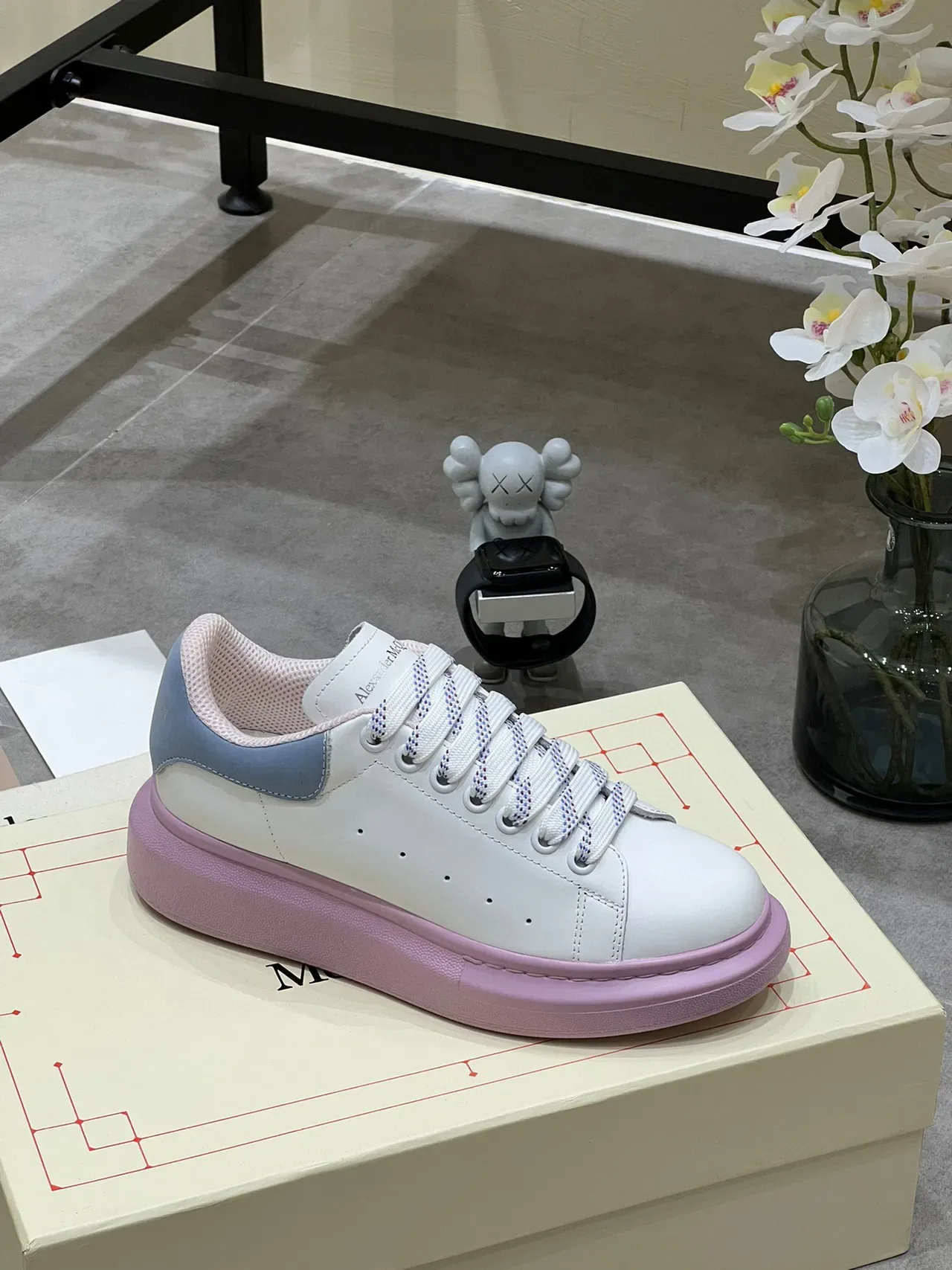 Alexander McQueen Oversized Sneaker White Light Blue Pink Platform Lifestyle Sneakers 5