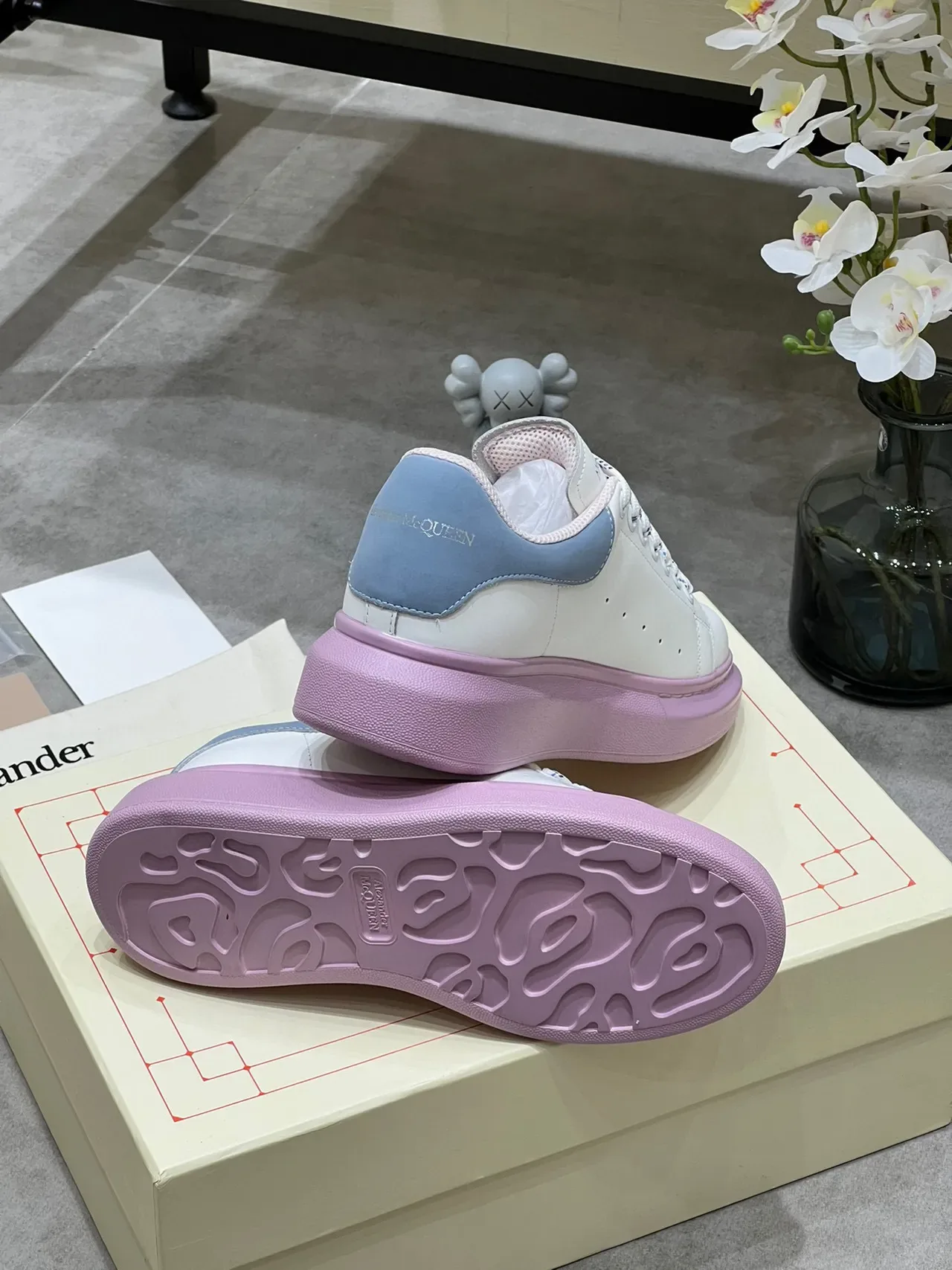 Alexander McQueen Oversized Sneaker White Light Blue Pink Platform Lifestyle Sneakers 6