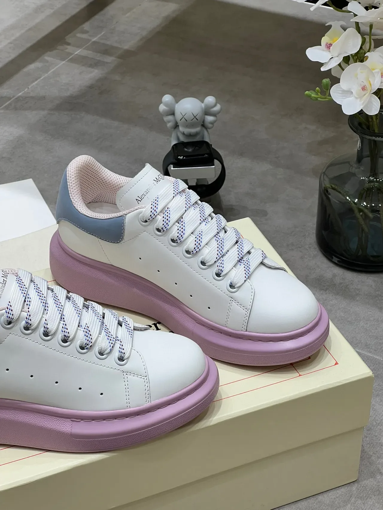Alexander McQueen Oversized Sneaker White Light Blue Pink Platform Lifestyle Sneakers 7