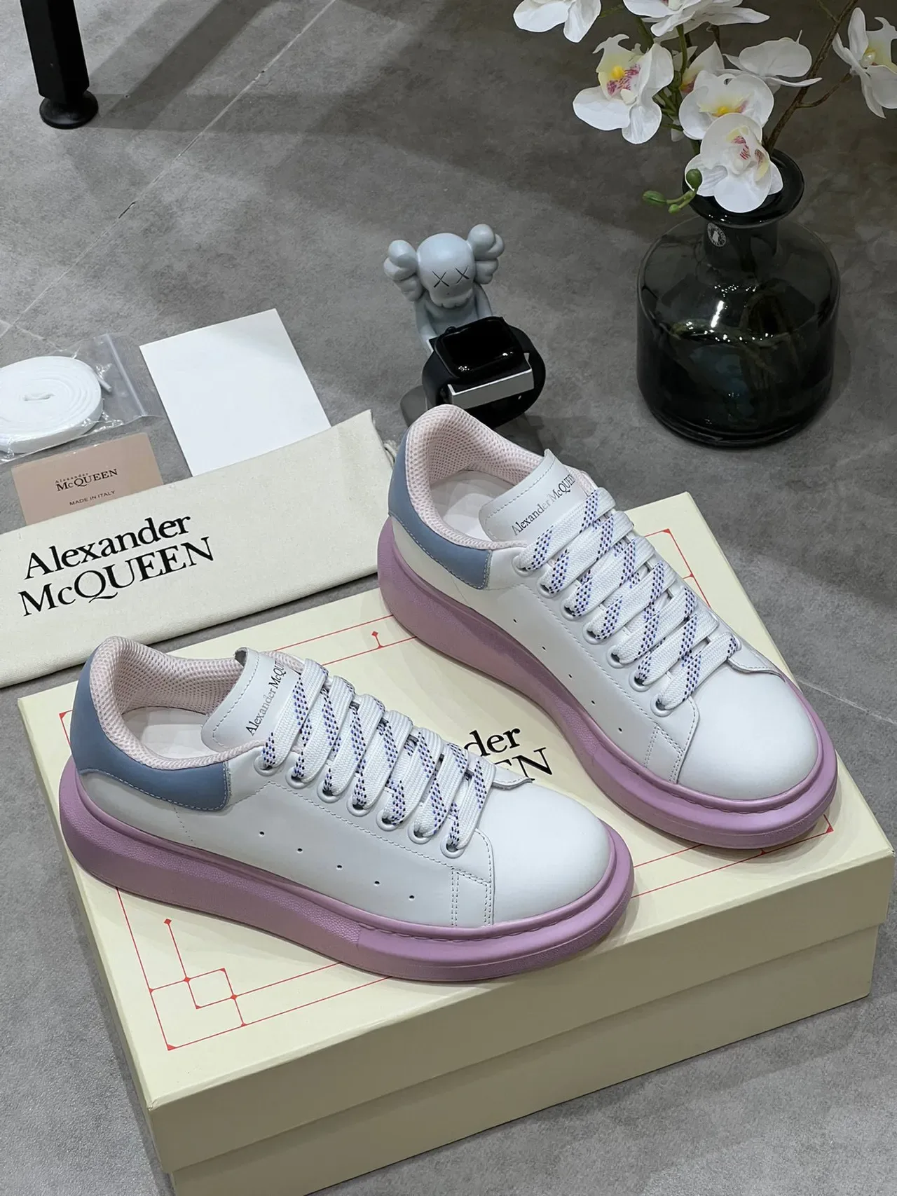 Alexander McQueen Oversized Sneaker White Light Blue Pink Platform Lifestyle Sneakers 8