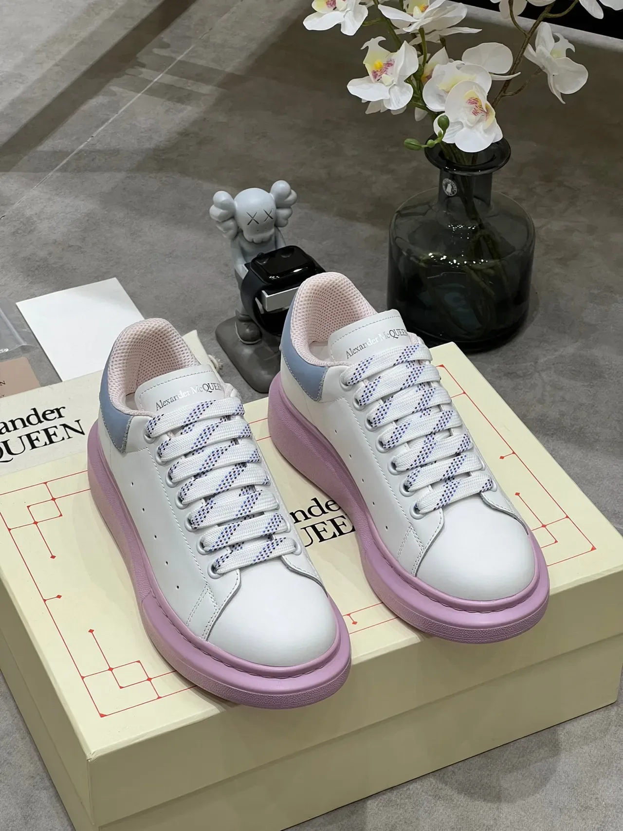 Alexander McQueen Oversized Sneaker White Light Blue Pink Platform Lifestyle Sneakers 9