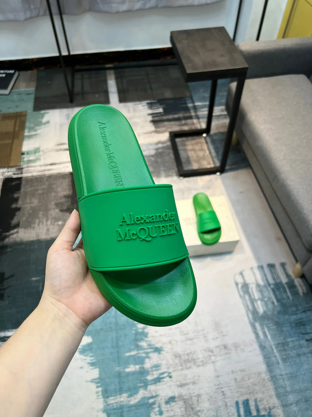 Alexander McQueen Slide Green Molded Rubber Slippers 6