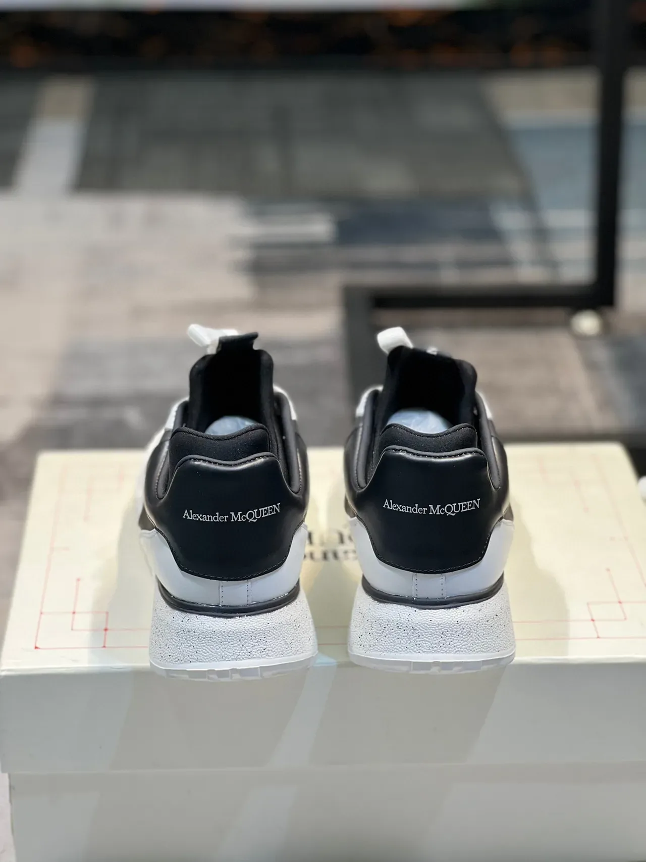 Alexander McQueen White Black Chunky Sculpted Sole Layered And Upper Lifestyle Sneakers 2