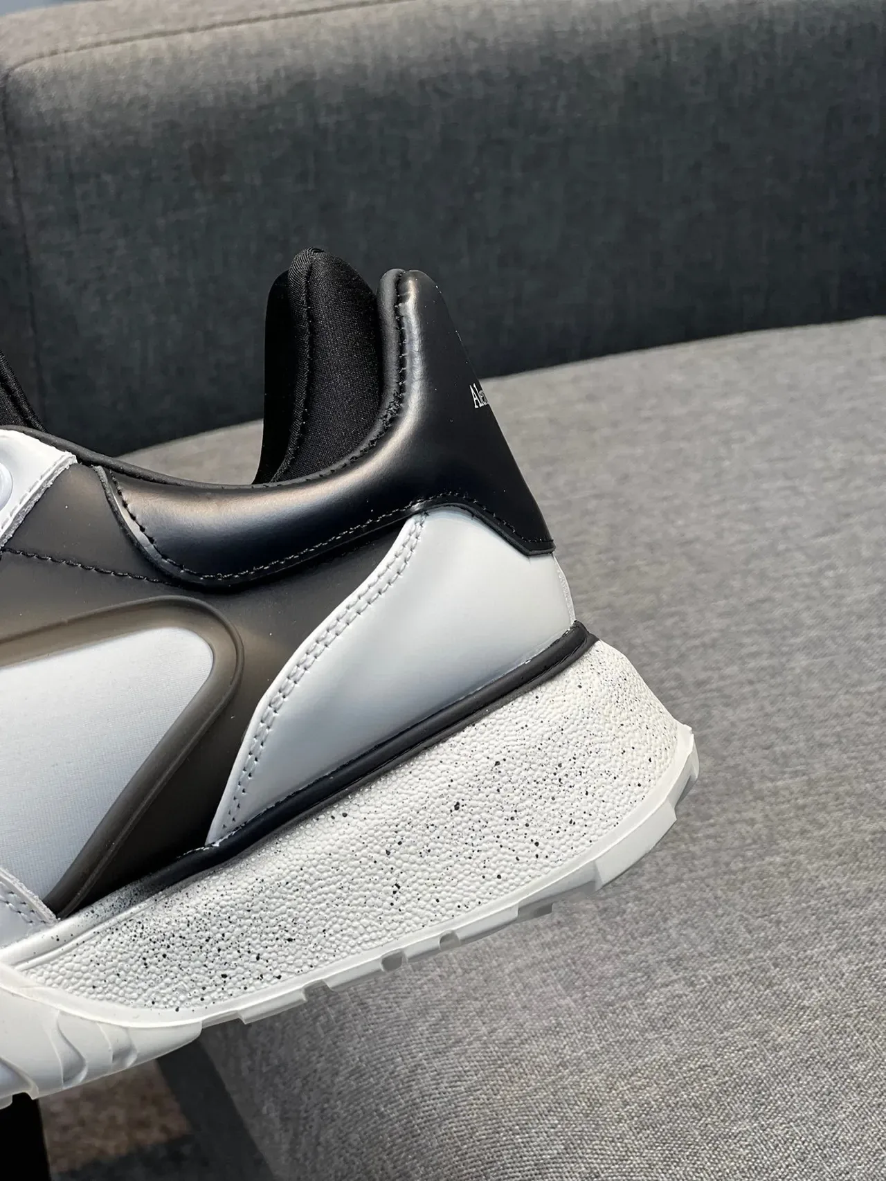 Alexander McQueen White Black Chunky Sculpted Sole Layered And Upper Lifestyle Sneakers 8