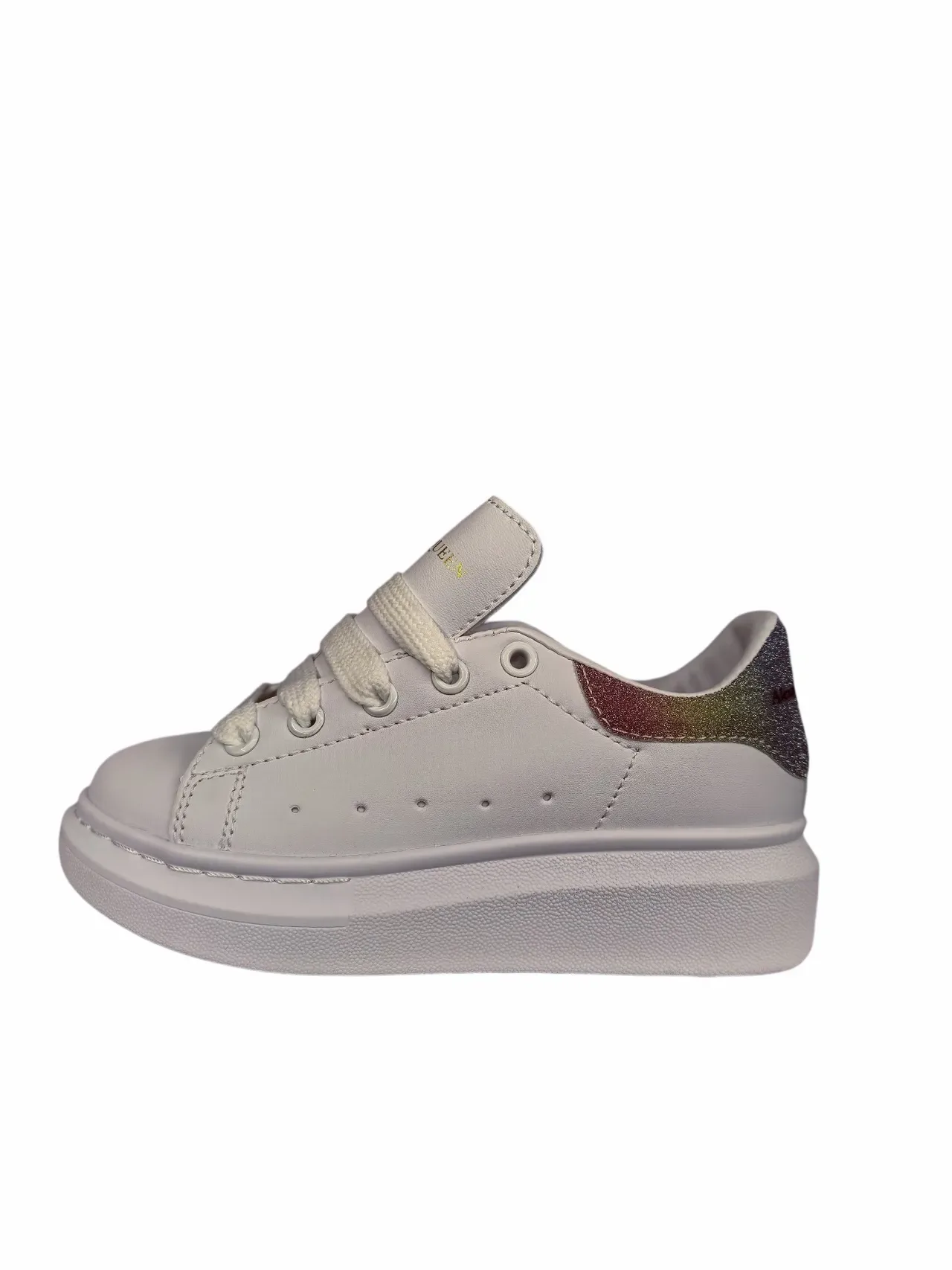 Alexander McQueen White Black Platform Sole Elastic Laces Lifestyle Sneakers 11