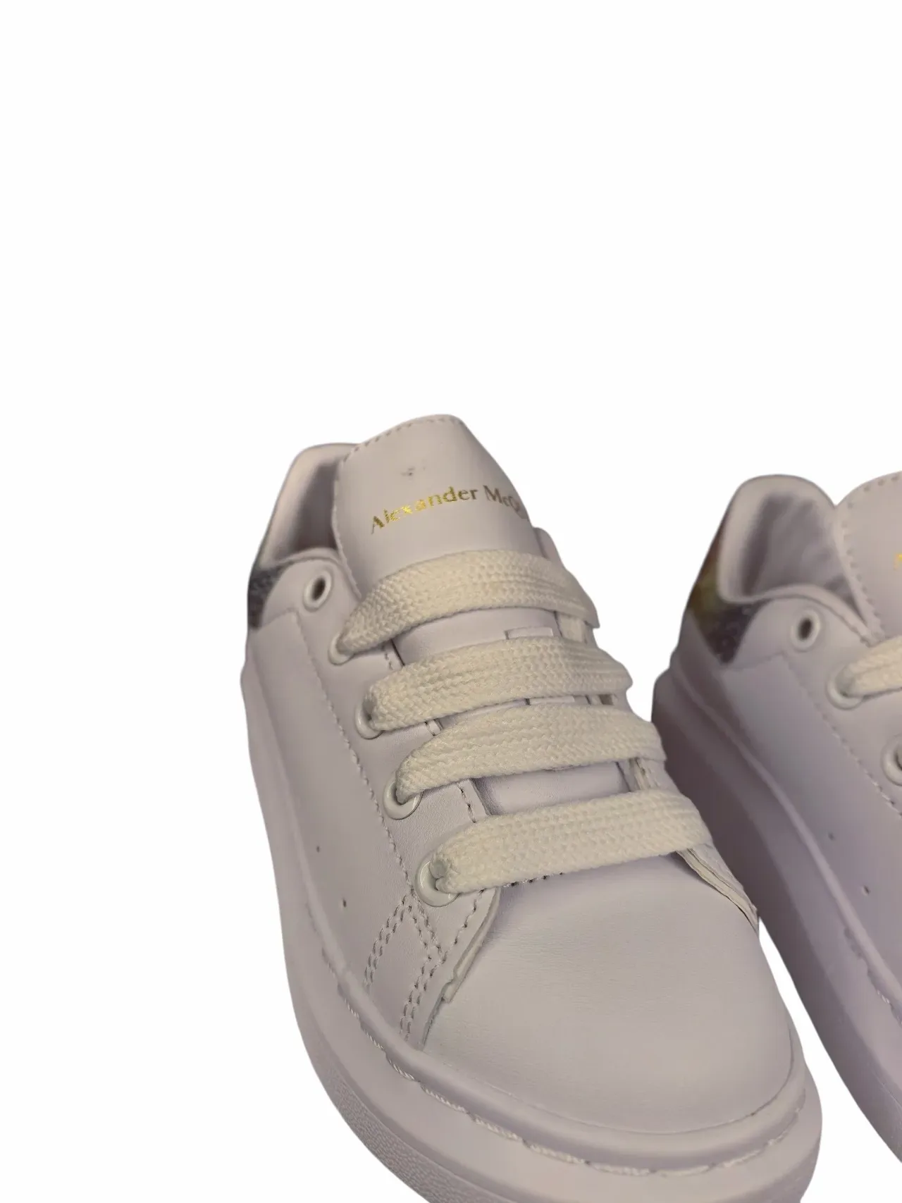 Alexander McQueen White Black Platform Sole Elastic Laces Lifestyle Sneakers 18