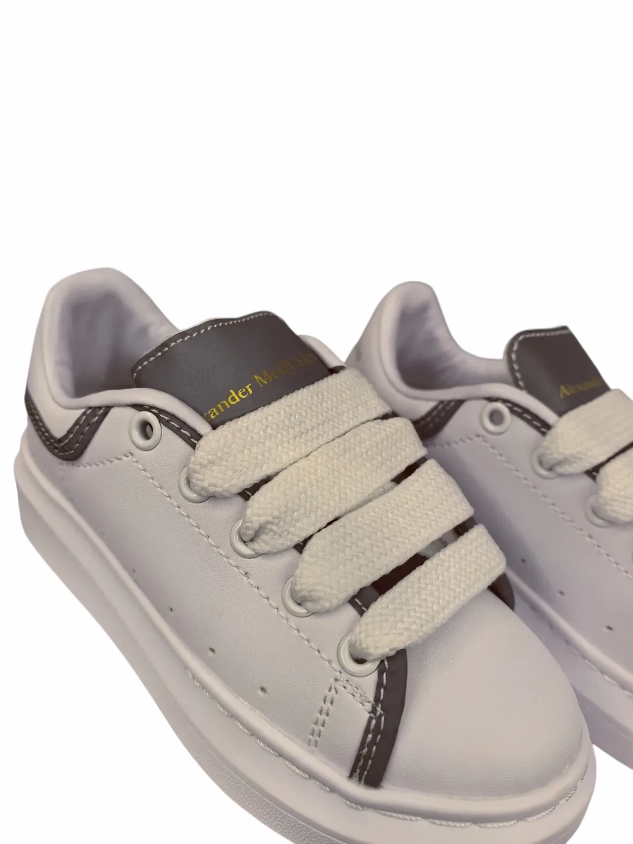 Alexander McQueen White Black Platform Sole Elastic Laces Lifestyle Sneakers 24