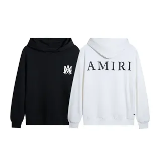 Amiri Black White Relaxed Fit Minimalist Logo Placement Hoodie