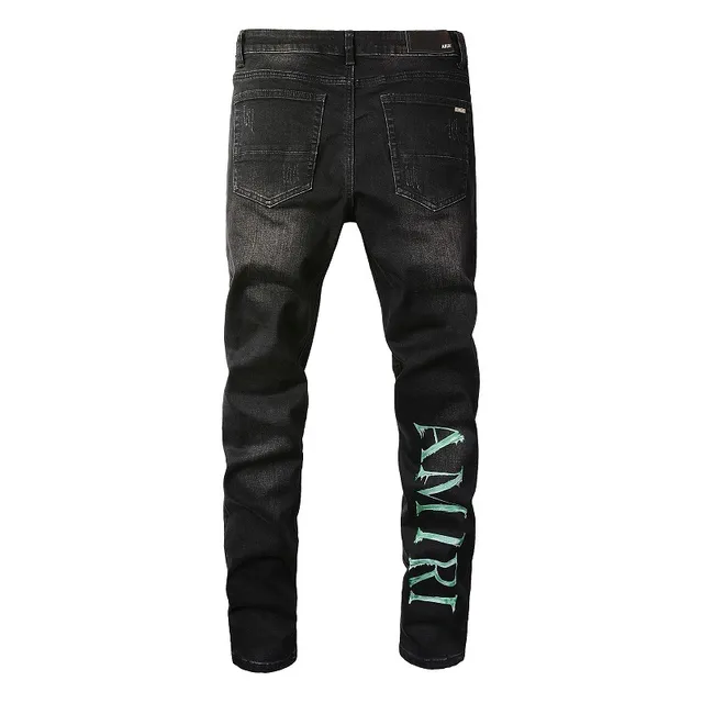 Amiri طباعة جرافيكية distressed جينز أسود من الدنيم 15
