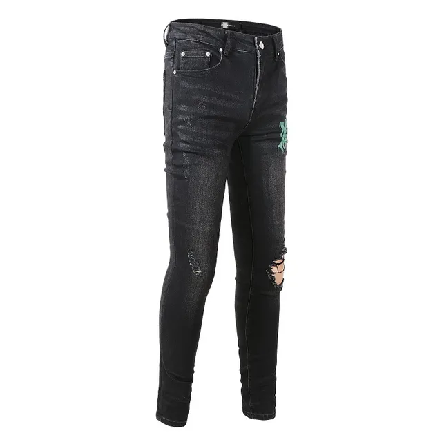 Amiri طباعة جرافيكية distressed جينز أسود من الدنيم 18