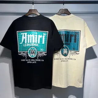 Amiri Lounge Black Beige Oversized Fit Screen-Printed Back Graphic T-Shirt