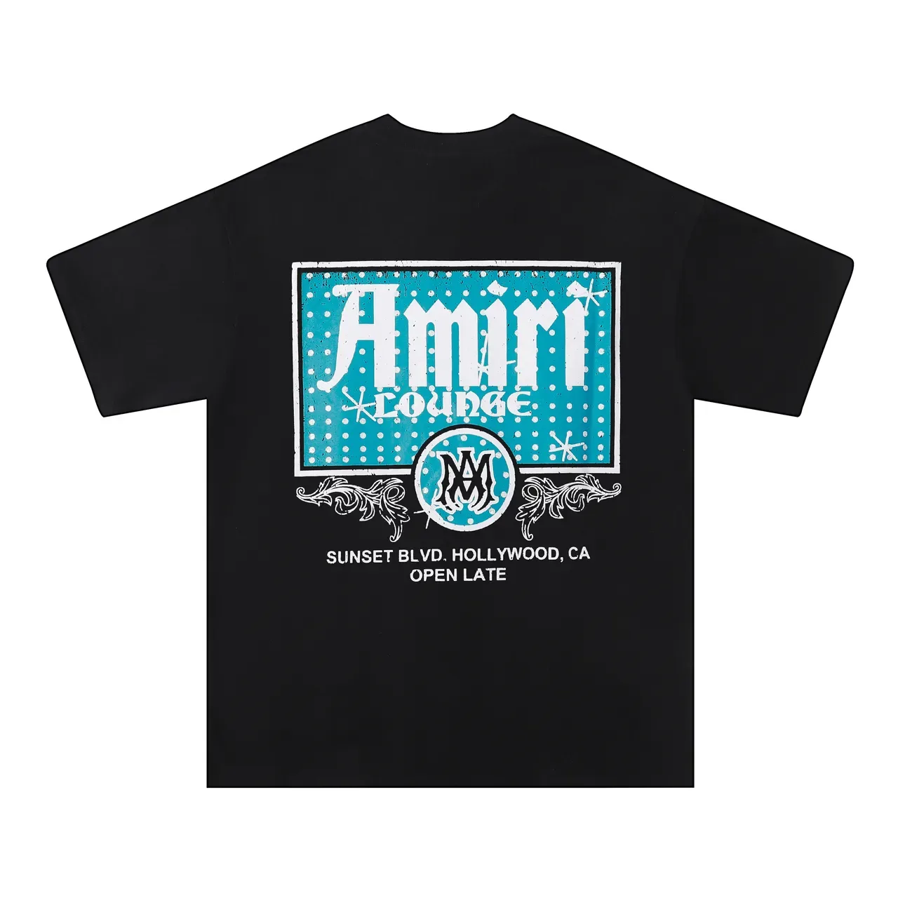 Amiri Lounge Black Beige Oversized Fit Screen-Printed Back Graphic T-Shirt 2