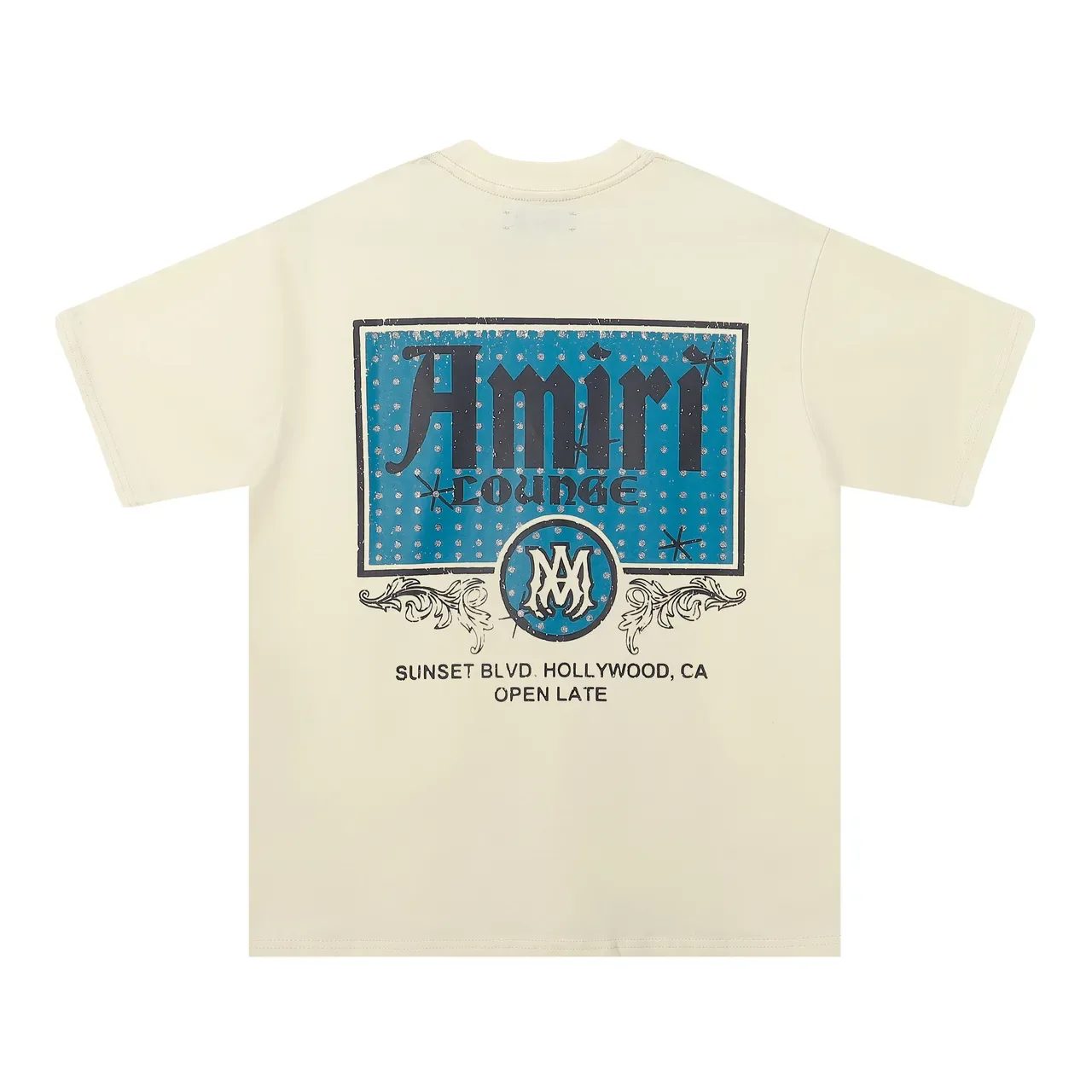 Amiri Lounge Black Beige Oversized Fit Screen-Printed Back Graphic T-Shirt 4