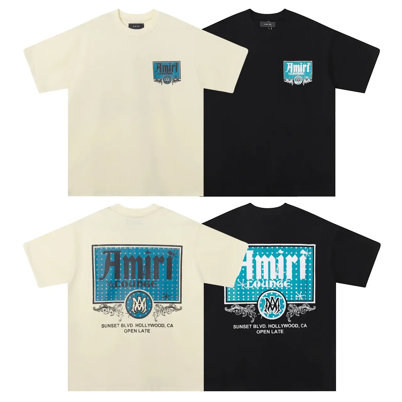 Amiri Lounge Black Beige Oversized Fit Screen-Printed Back Graphic T-Shirt 6