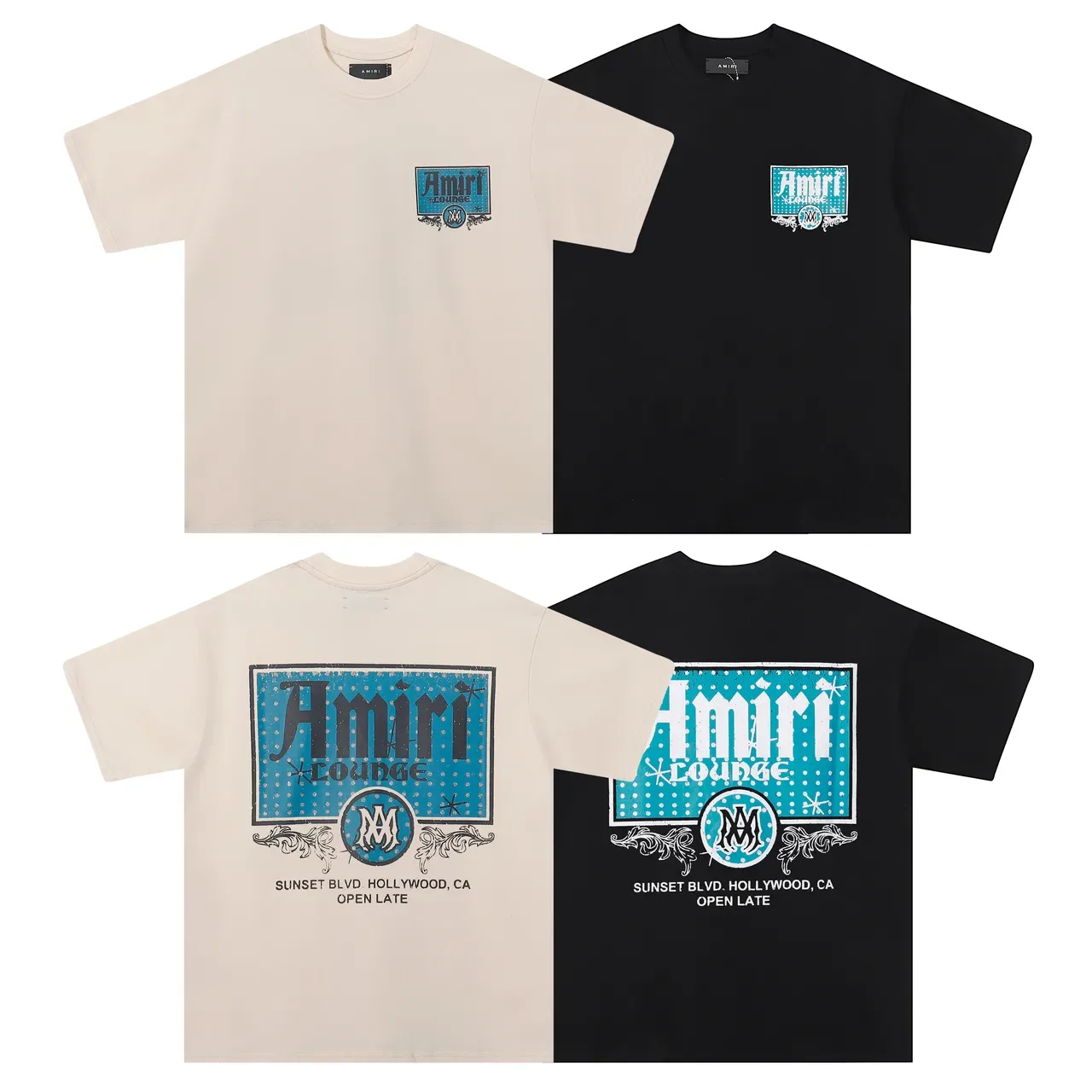 Amiri Lounge Black Beige Oversized Fit Screen-Printed Back Graphic T-Shirt 7