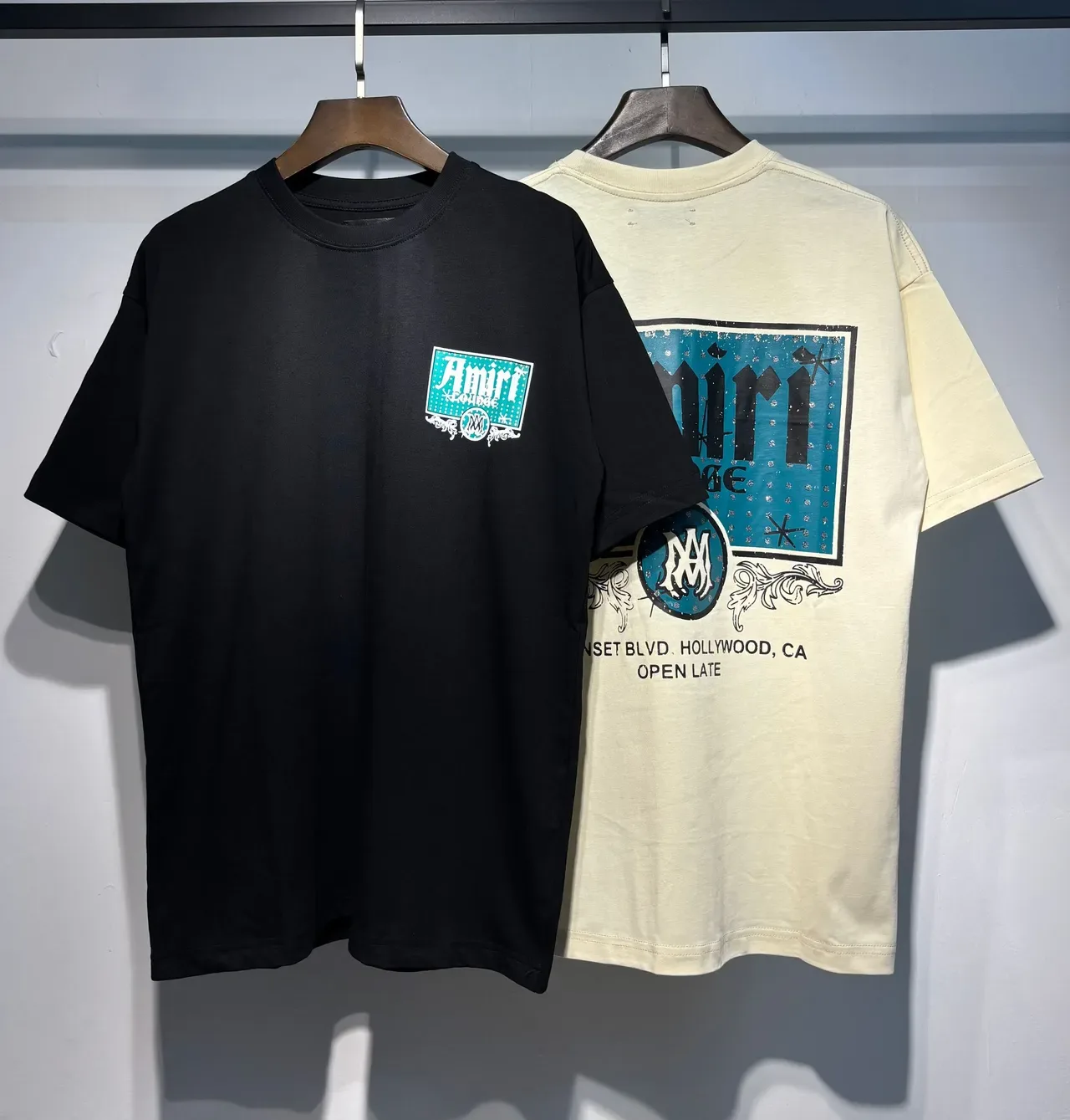 Amiri Lounge Black Beige Oversized Fit Screen-Printed Back Graphic T-Shirt 8