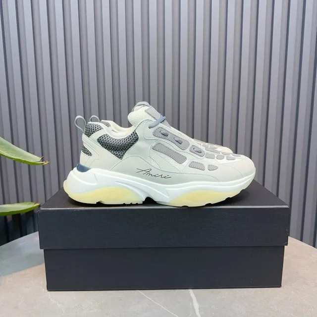 Amiri Skel Top Gris claro y Amarillo pálido Zapatillas chunky 4