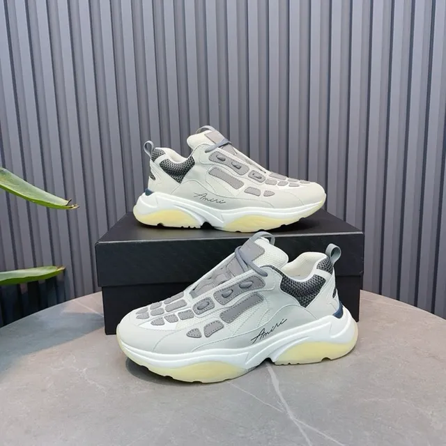 Amiri Skel Top Gris claro y Amarillo pálido Zapatillas chunky 6