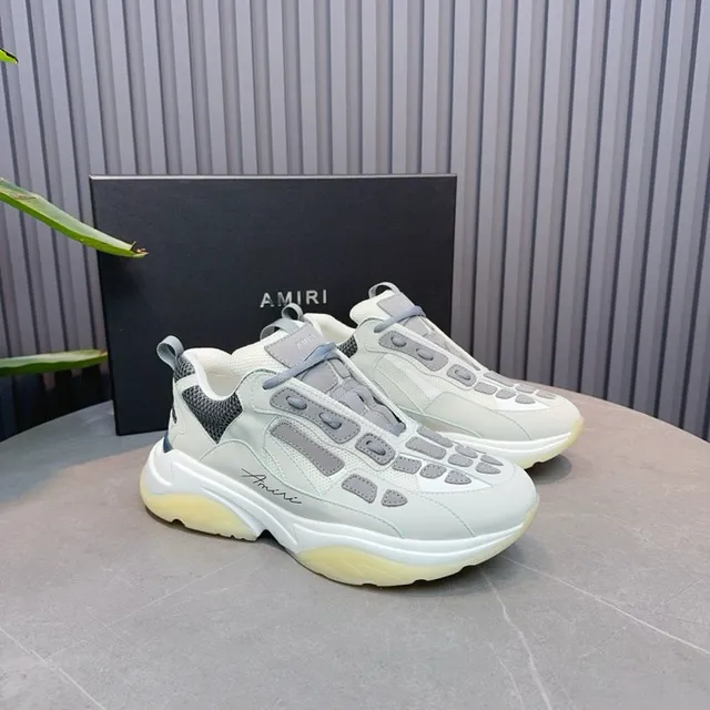 Amiri Skel Top Gris claro y Amarillo pálido Zapatillas chunky 7