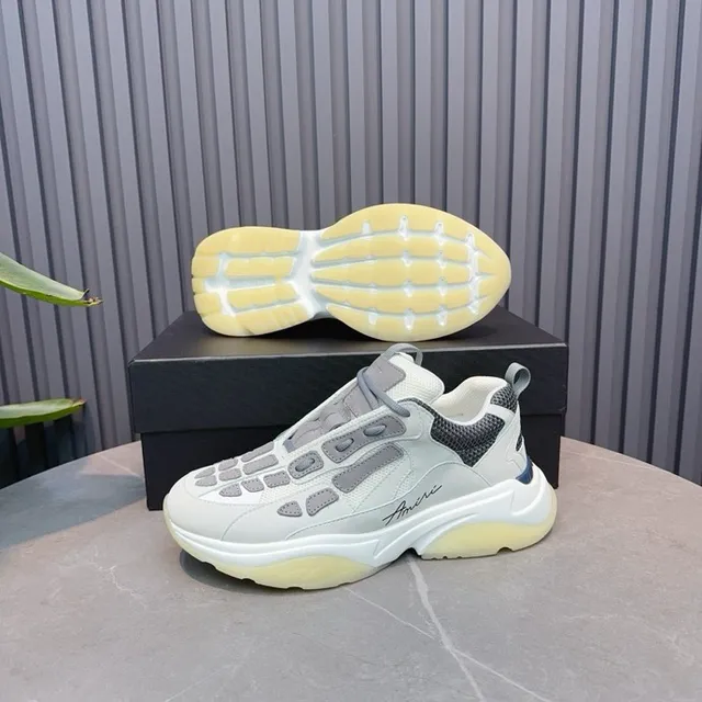 Amiri Skel Top Gris claro y Amarillo pálido Zapatillas chunky 8